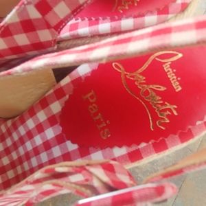 Authentic Christian Louboutin Gingham Espadrille Wedges